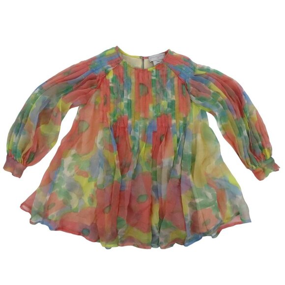 Stella McCartney Kids Girls 3T 3 Years All Silk Watercolor Floral Flower Dress - Picture 1 of 15